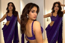 Janhvi Kapoor’s Purple Saree Features The Right Amount Of Bling With Sequinned Borders
